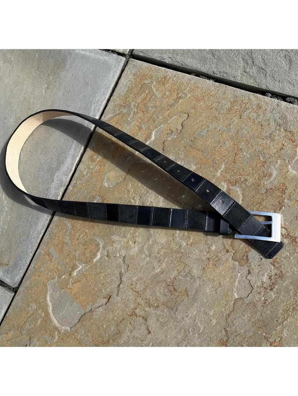 Neo-Vintage Y2K Black Leather + Suede Belt